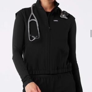 Figs Black Lomita Full Zip - Scrub Top
